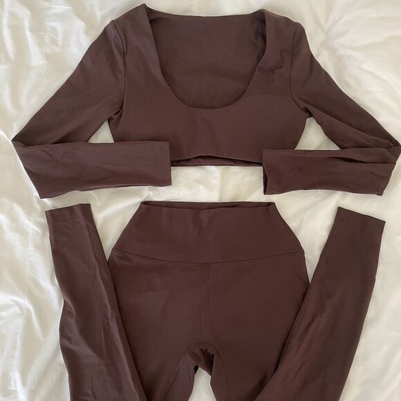 H&M Move Brown Longsleeve Matching Set Size Small - Picture 1 of 2